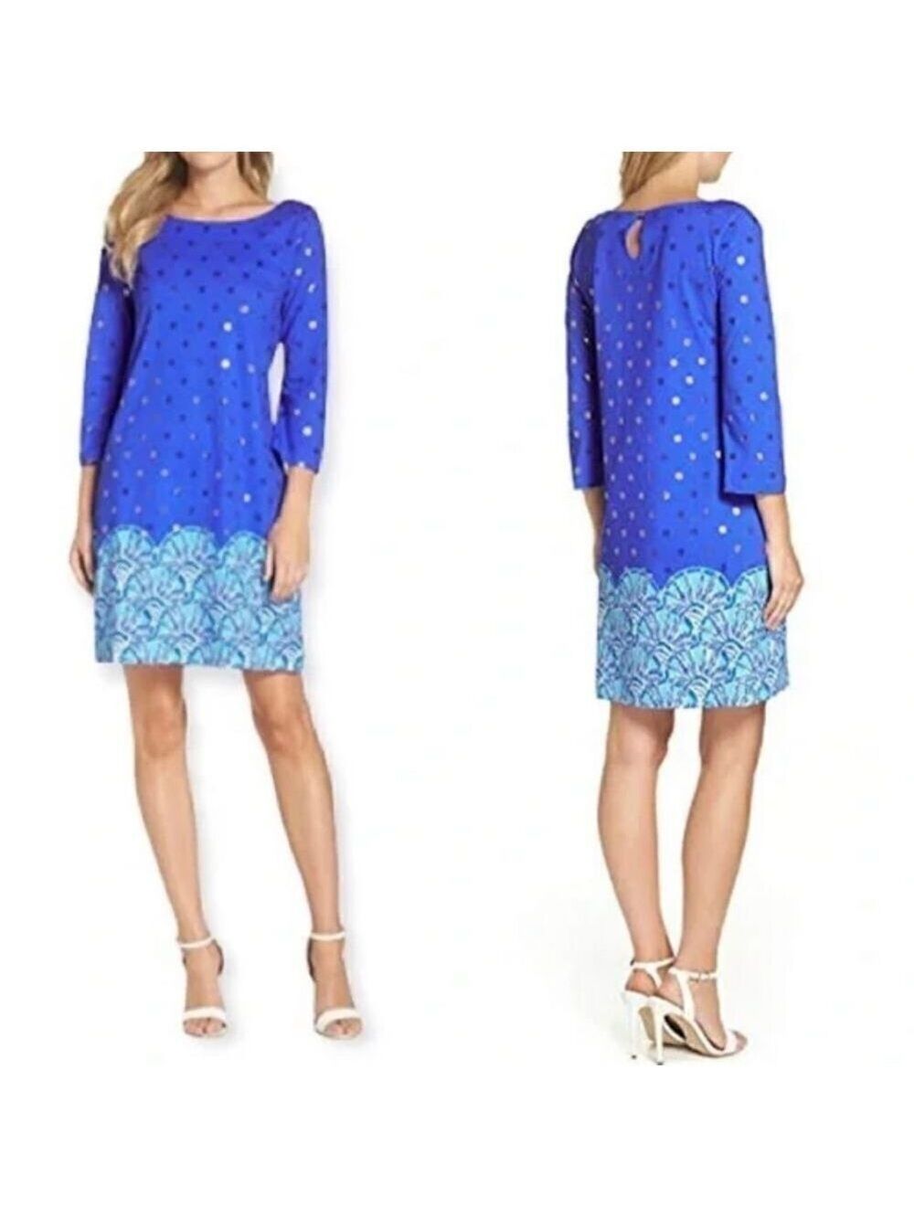 Lilly Pulitzer Day Blue Grotto Beach Keyhole Shift Dress